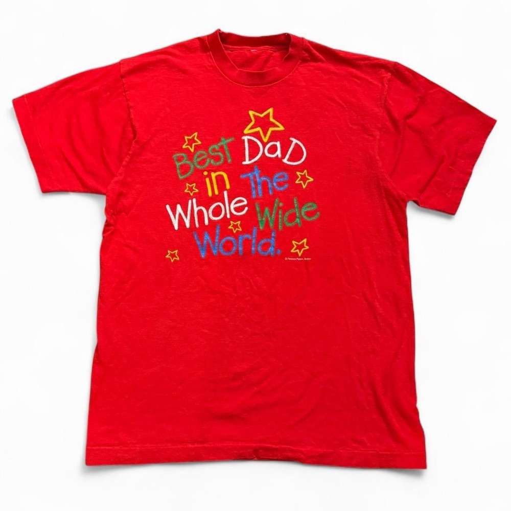 Vintage Best Dad In The Whole Wide World T-Shirt Single Stitch Made In USA